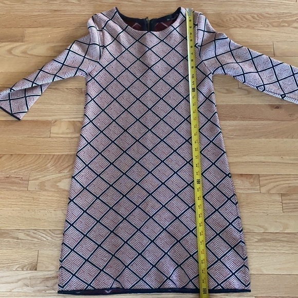 Zara Knit Red, Black & Tan Geometric Print Dress Size Medium - Picture 9 of 10